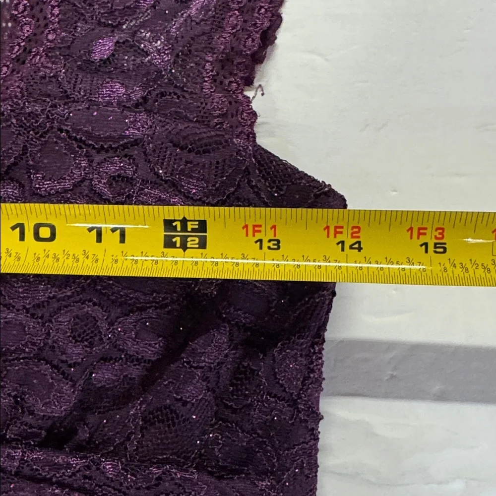 Deb Plum Purple Mini Dress lace tulle rhinestones open back 5 formal HOCO party